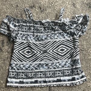 Black and Gray Patterned kids Top